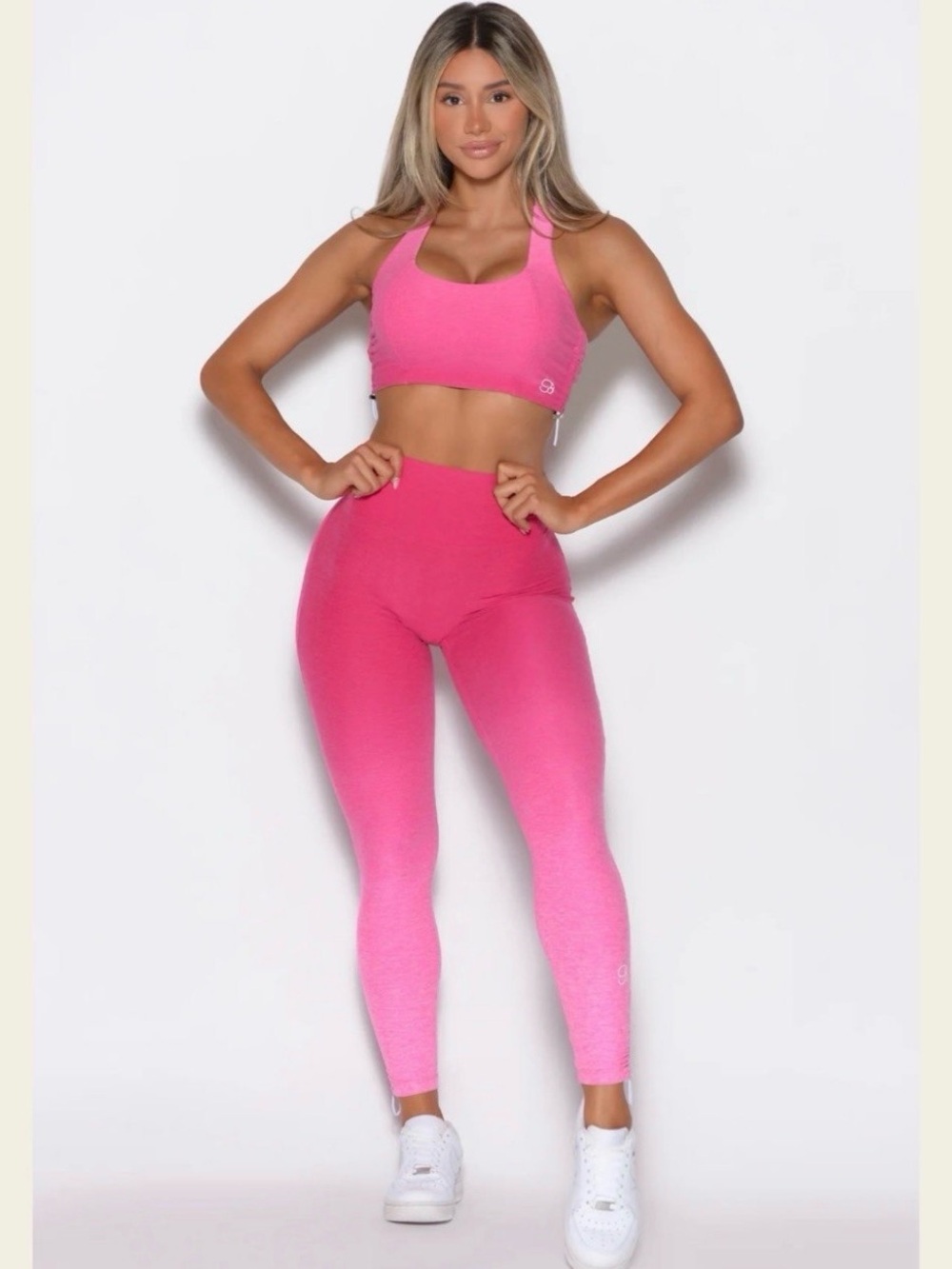 Pink Ombre Seamless Workout Set - Sports Bra & High-Waist Leggings